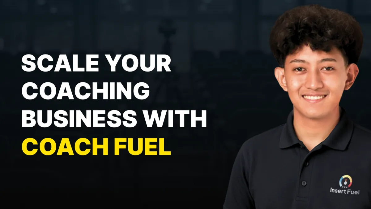 Coach Fuel lesson graphic illustrating how automation and AI help coaches scale without manual follow-ups or energy drain.