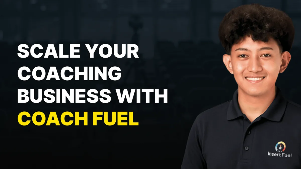 Coach Fuel lesson graphic illustrating how automation and AI help coaches scale without manual follow-ups or energy drain.