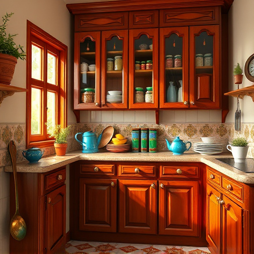 Alt Text: A vibrant blog cover image themed 'Best Kitchen Remodelers Lehi, Utah', showcasing a cozy modern kitchen with sleek cabinets and a stylish island adorned with colorful bar stools. Fresh herbs in charming pots sit on the windowsill, while whimsical kitchen gadgets with expressions, like a smiling blender and a cheerful kettle, add a playful touch. The background features a breathtaking view of the Utah mountains through a large window, blending indoor charm with nature. The art style embraces Expressionism with a warm color palette of soft yellows, deep greens, and earthy browns, evoking comfort and creativity. Subtle textures on the walls and countertops enhance the homey warmth and innovation of the scene, inviting readers to envision their dream kitchen.