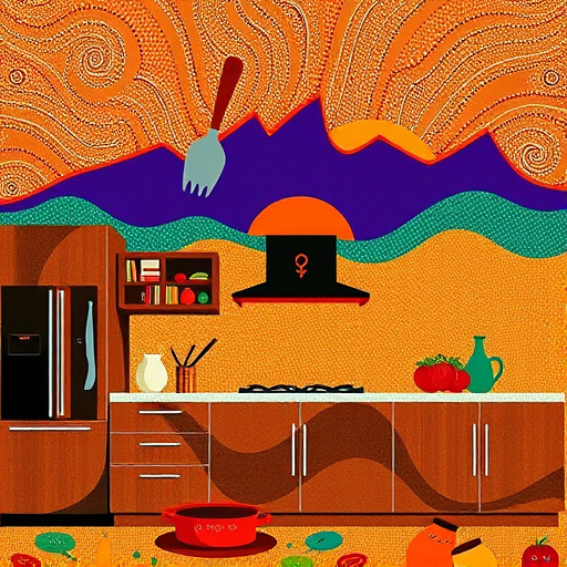 A vibrant blog cover image depicting the theme of "End of Year Kitchen Appliance Sales," featuring a bustling kitchen scene filled with colorful, modern kitchen appliances like mixers, blenders, and coffee makers arranged playfully on a sleek countertop. The appliances are adorned with bold, abstract shapes and vibrant colors in a Tachisme style, creating an energetic and dynamic movement. The mood is playful and inviting, accentuated by a whimsical kitchen backdrop with a window revealing a bright cerulean sky and subtle holiday decorations like light strings. Quirky details include a blender with cartoonish eyes, a coffee maker wearing a festive bow tie, and a dancing mixer surrounded by flour and sugar confetti. A cheerful color palette of yellows, reds, and greens evokes joy and celebration, while swirled paint textures add depth. The overall atmosphere is lively and fun, perfect for attracting readers interested in seasonal deals and culinary inspiration, with no human figures present, allowing the appliances to shine.