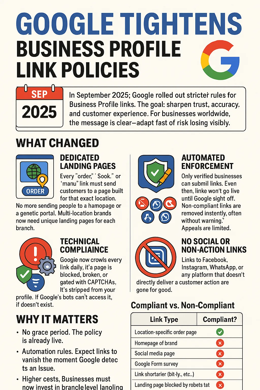 Google Tightens Business Profile Link Policies