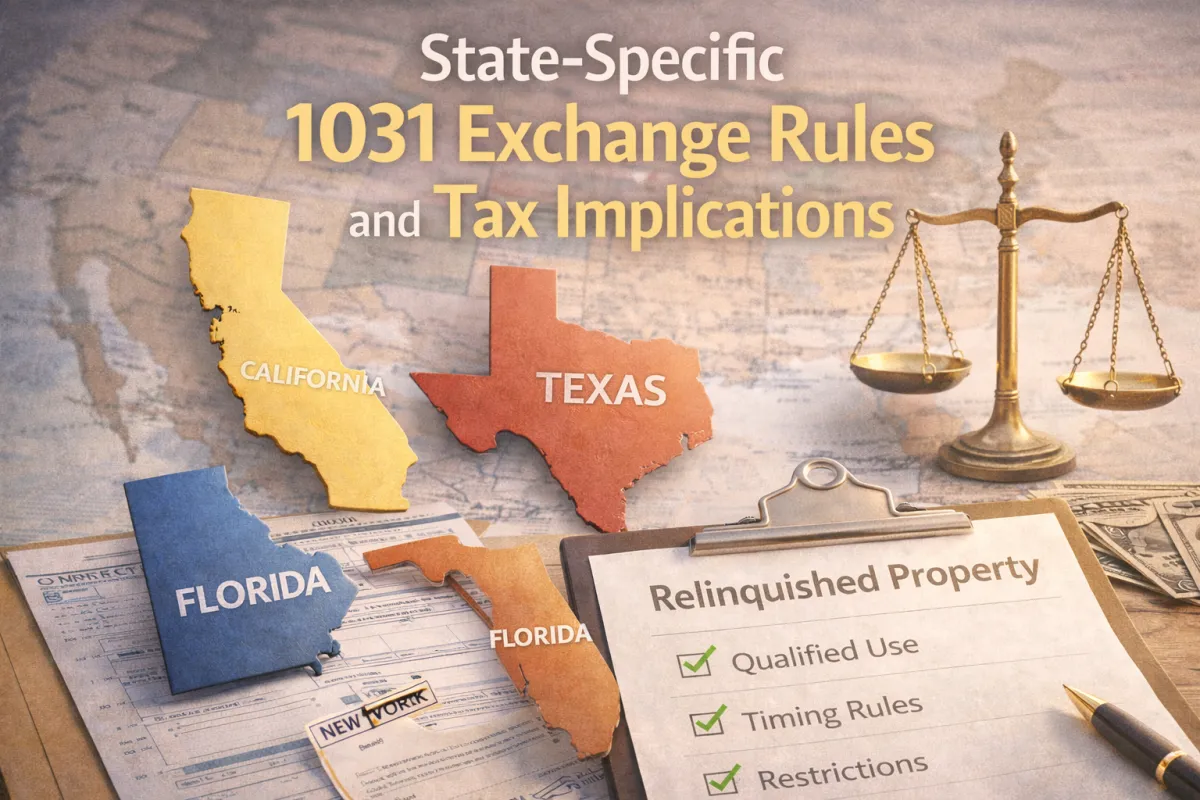 Map highlighting states with 1031 exchange clawback provisions for real estate investors