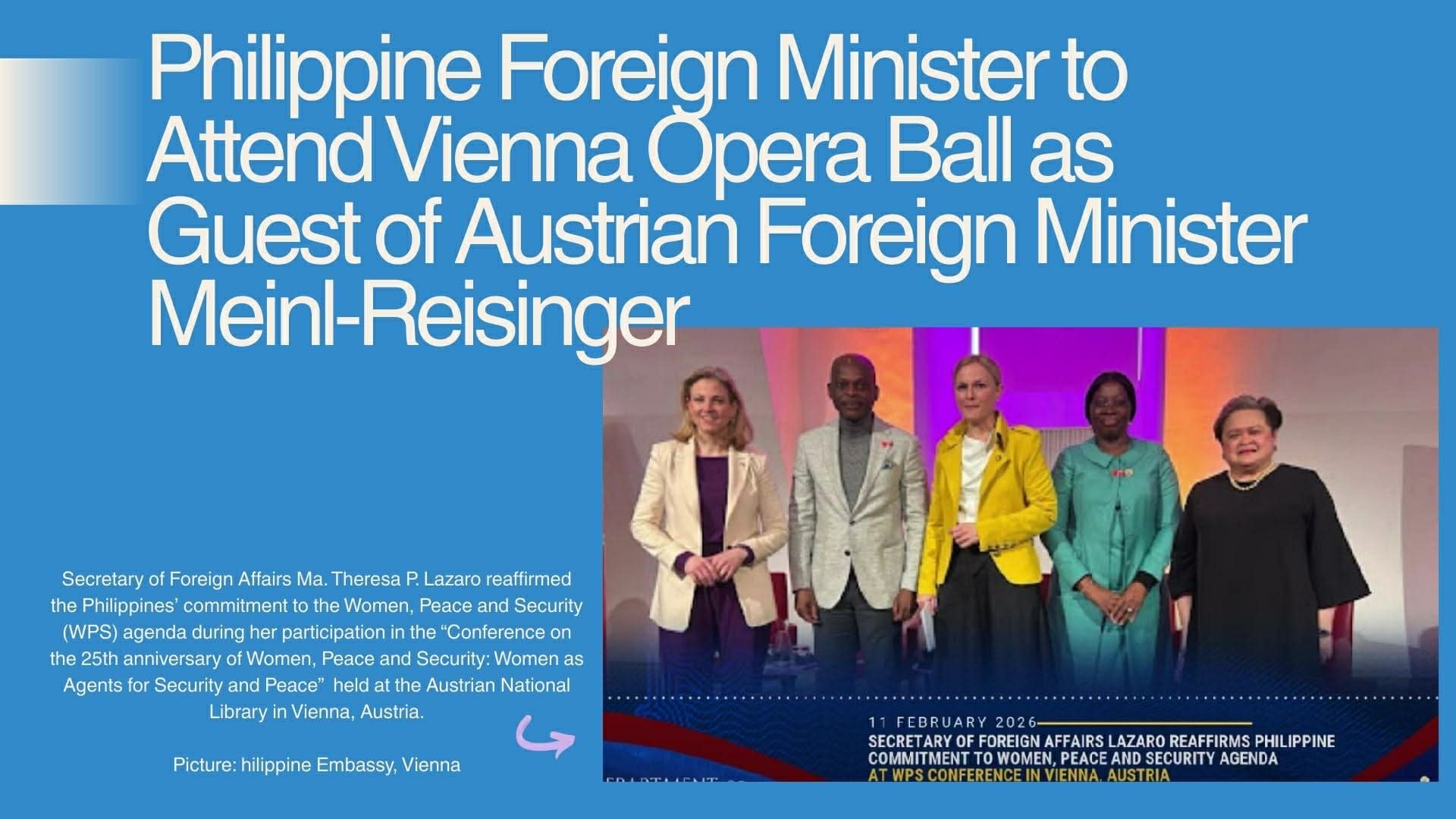 DFA Secretary Lazaro To Attend 2026 Vienna Opera Ball