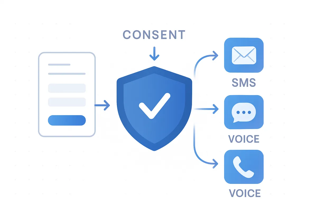 Consent architecture: TCPA and A2P 10DLC setup with opt-in, STOP/HELP, and data model best practices.
