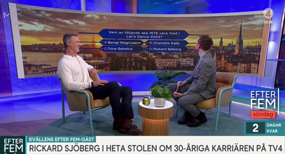 Bild från intervju på Efter fem TV4