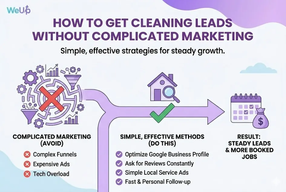 infographic on How to get cleaning leads without complicated marketing