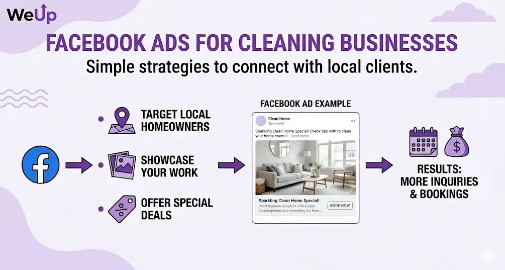 facebook ads for cleaning businesses infographic