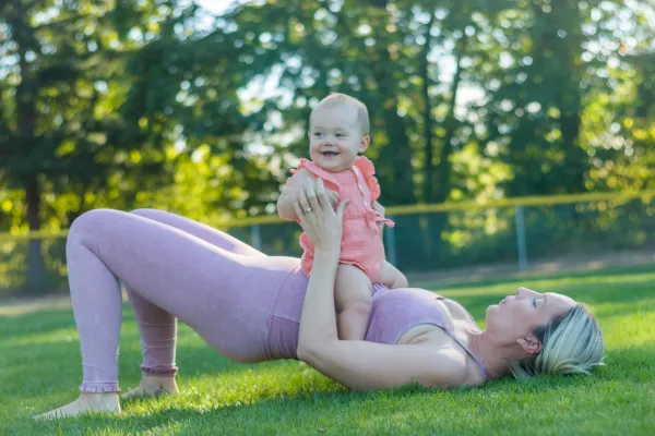 mom working out with her baby