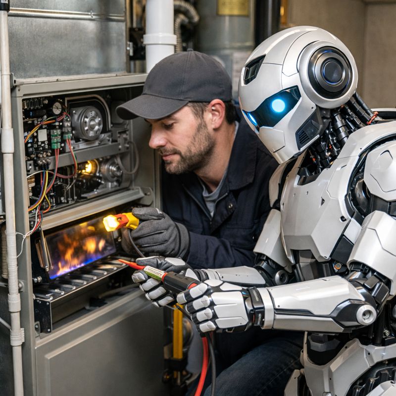 HVAC Furnace Service with robot