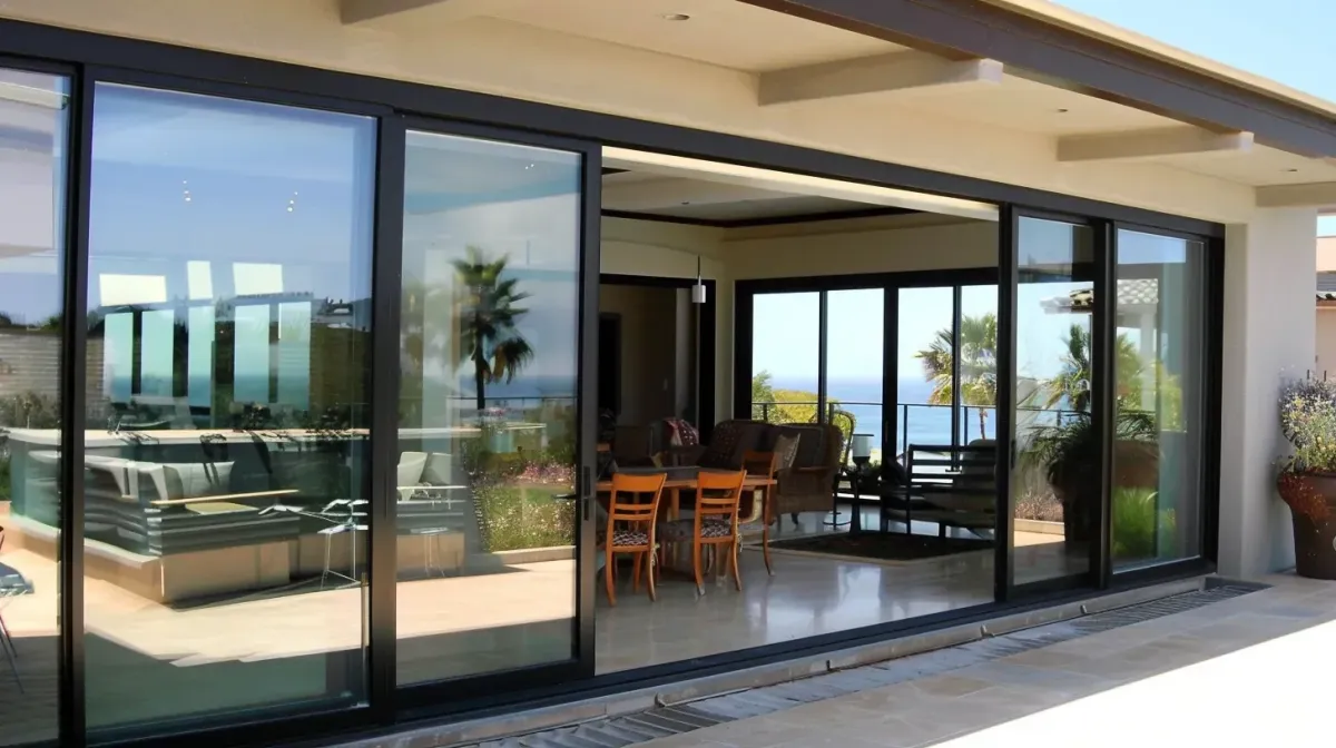 Sliding glass doors made from high-quality materials, showcasing a modern and energy-efficient home design.