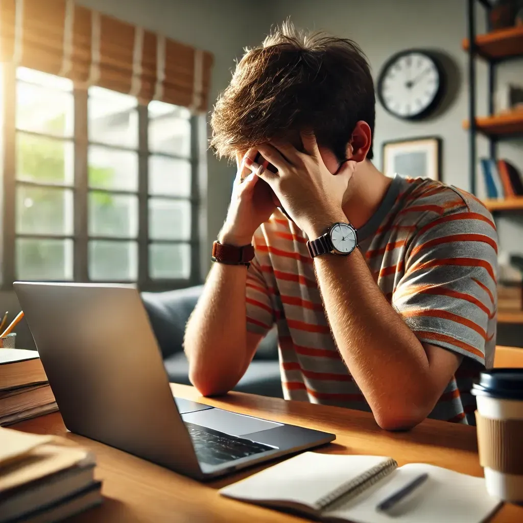 frustrated student learning online