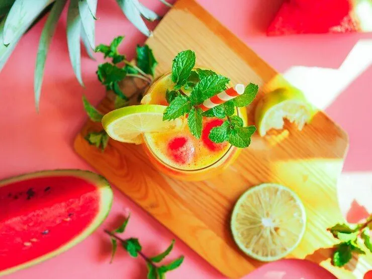 Summer drink in an aesthetic backgroung