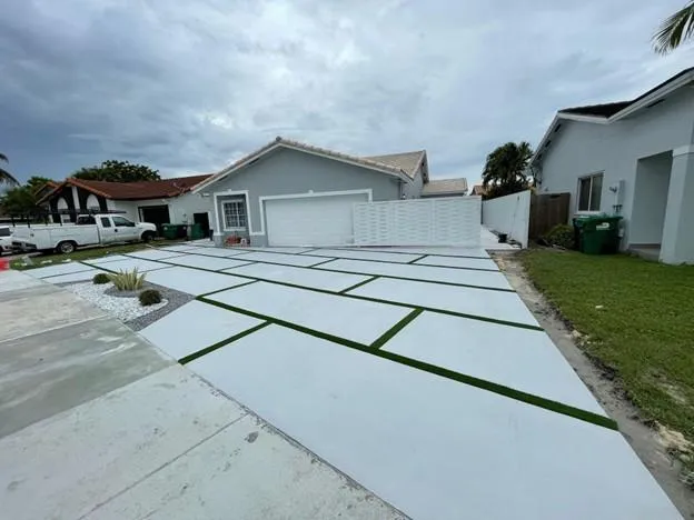 Concrete Driveway Turf Inlay