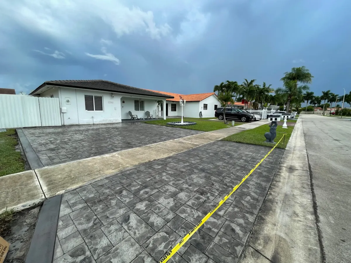 Stamped concrete driveway in South Florida