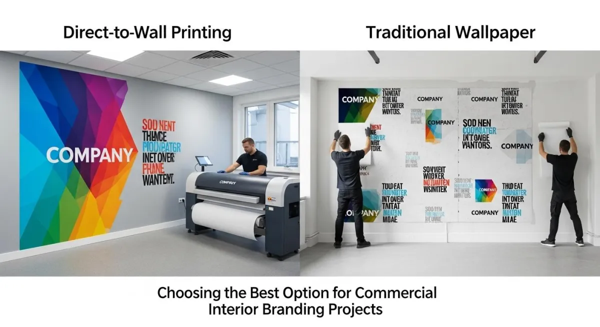 Direct-to-Wall Printing vs. Traditional Wallpaper: Choosing the Best Option for Commercial Interior Branding Projects