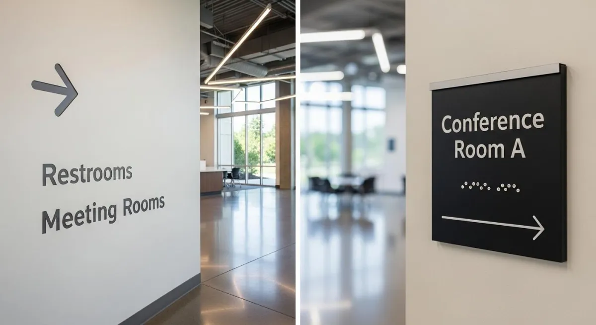 Integrating Wayfinding: Direct-to-Wall Printing vs. Traditional ADA Signage for Modern Commercial Facilities
