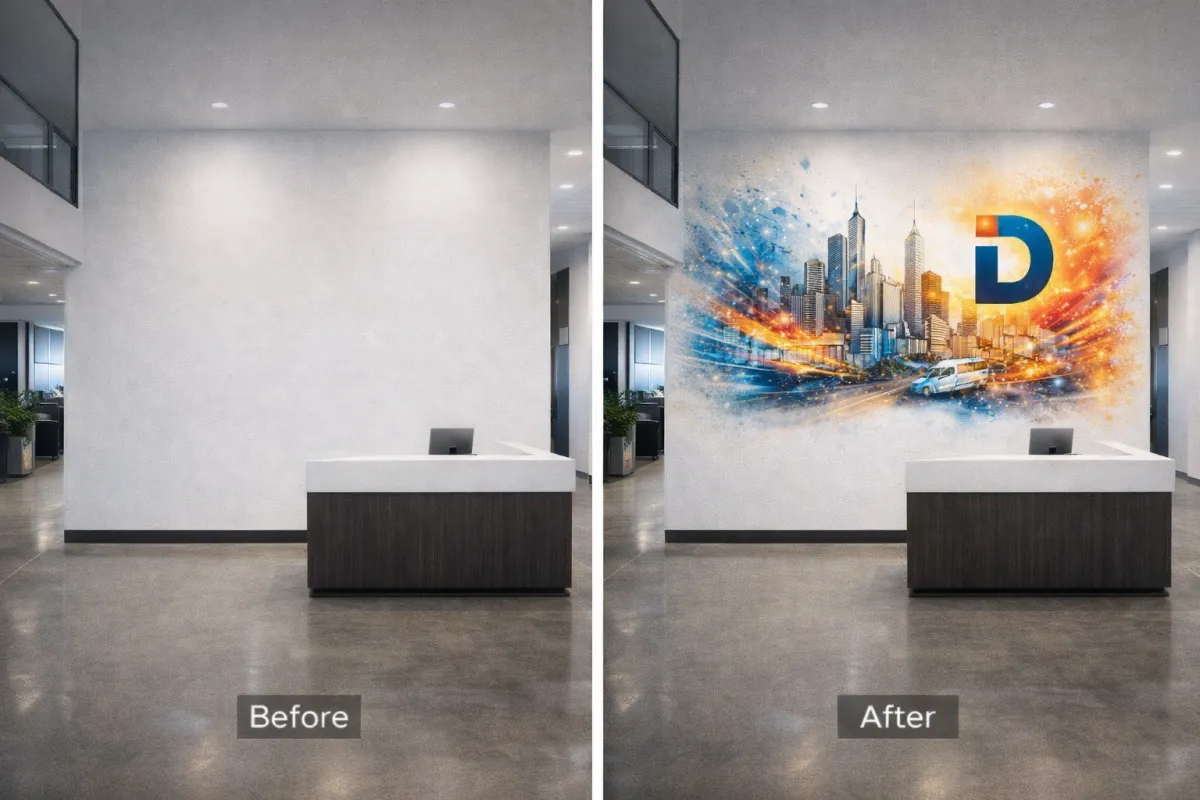 High-resolution direct-to-wall printing applied to large-scale commercial interior branding