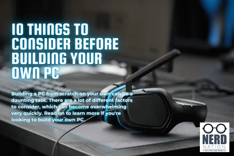 A photo of a computer and pair of headphones with the post description and title overlayed on top.