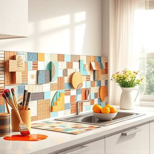 A visually dynamic blog cover image for "High Gloss vs Matte Cabinet Finish," featuring an op-art composition split into two halves. The left side showcases a radiant high-gloss finish, reflecting vibrant, distorted light patterns, while the right side displays a soft, muted matte texture that gently absorbs light for a velvety appearance. Oversized cabinet doors whimsically open and close along the midline, symbolizing the debate between the two finishes. The modern kitchen background highlights sleek, reflective cabinets on the high-gloss side, creating playful shadows and colorful geometric shapes, in contrast to the earthy tones and calming ambiance of the matte side, which includes minimalist decor like potted plants and delicate dishware. The lively yet elegant tone of the image blends swirling patterns and vibrant colors such as teal, gold, and soft gray, providing rich contrast while inviting exploration into the nuances of cabinet finishes.