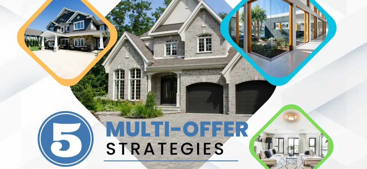 5 homes with the message at the bottom 5 Multi-Offer Strategies