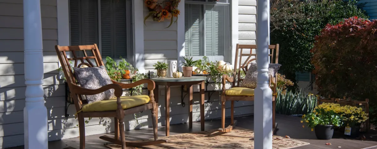 Rocking chairs on a porch