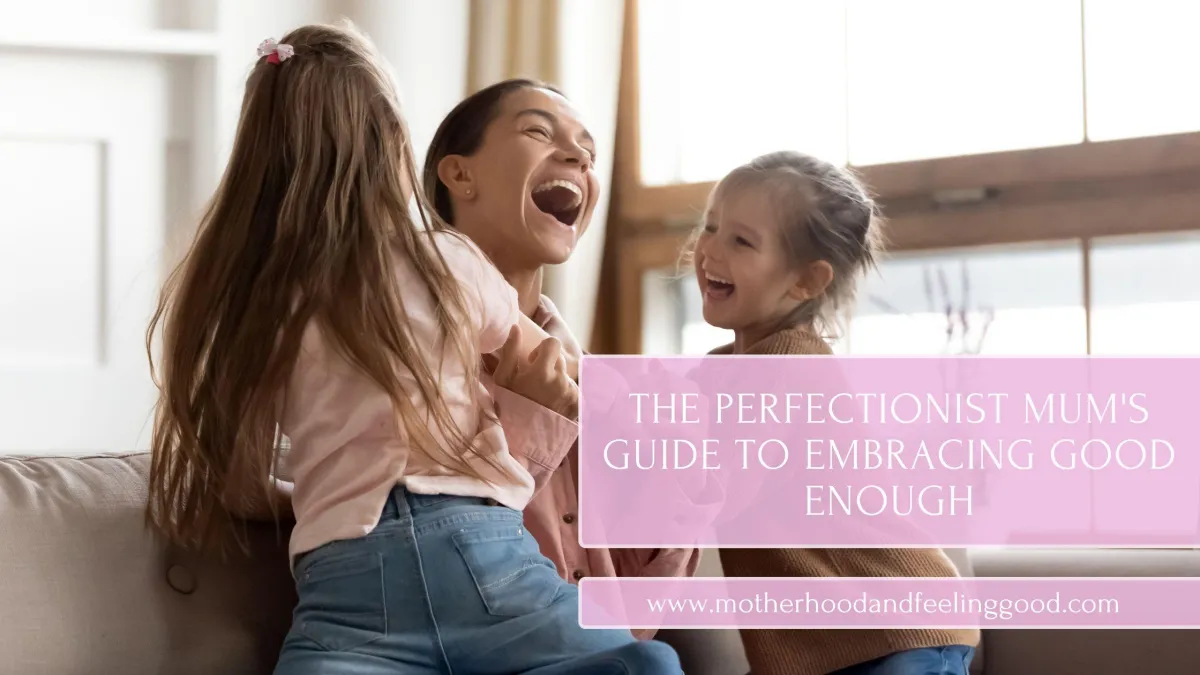 A Mum and her kids laughing together and the heading of the blog