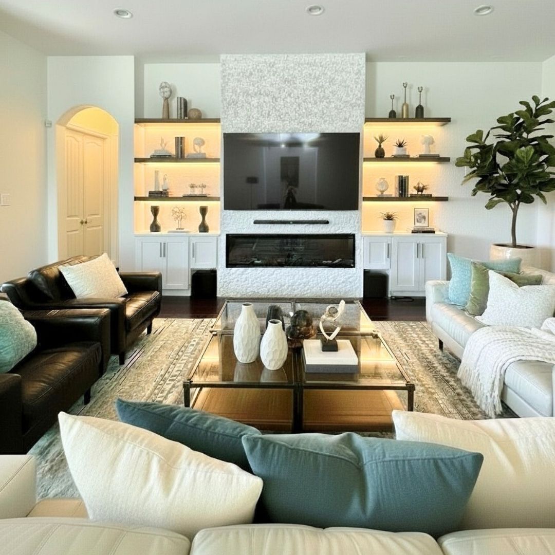 Austin custom living room after remodel