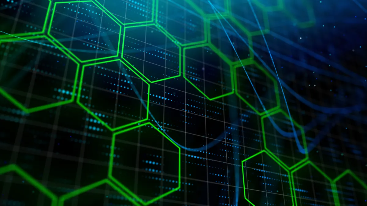 Digital green hexagon background