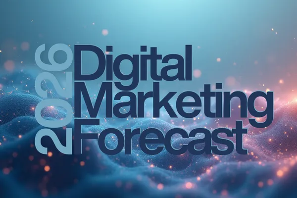 A visual representation of the 2026 Digital Marketing Forecast, illustrating the shift toward AI-driven discovery, generative engine optimization (GEO), advanced SEO strategies, and intelligent digital marketing systems.