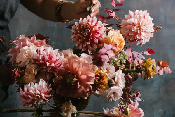 Garden Style Arrangement in shades of peach