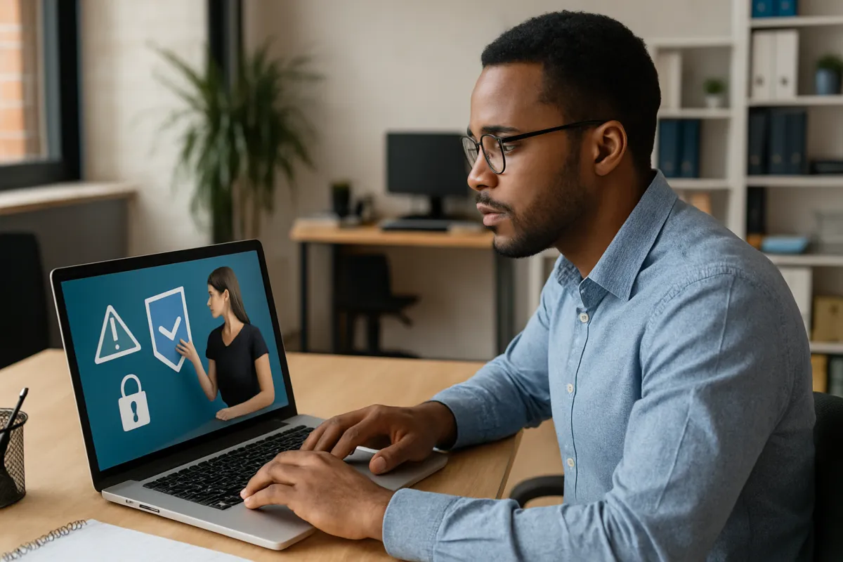 Employee taking security awareness training