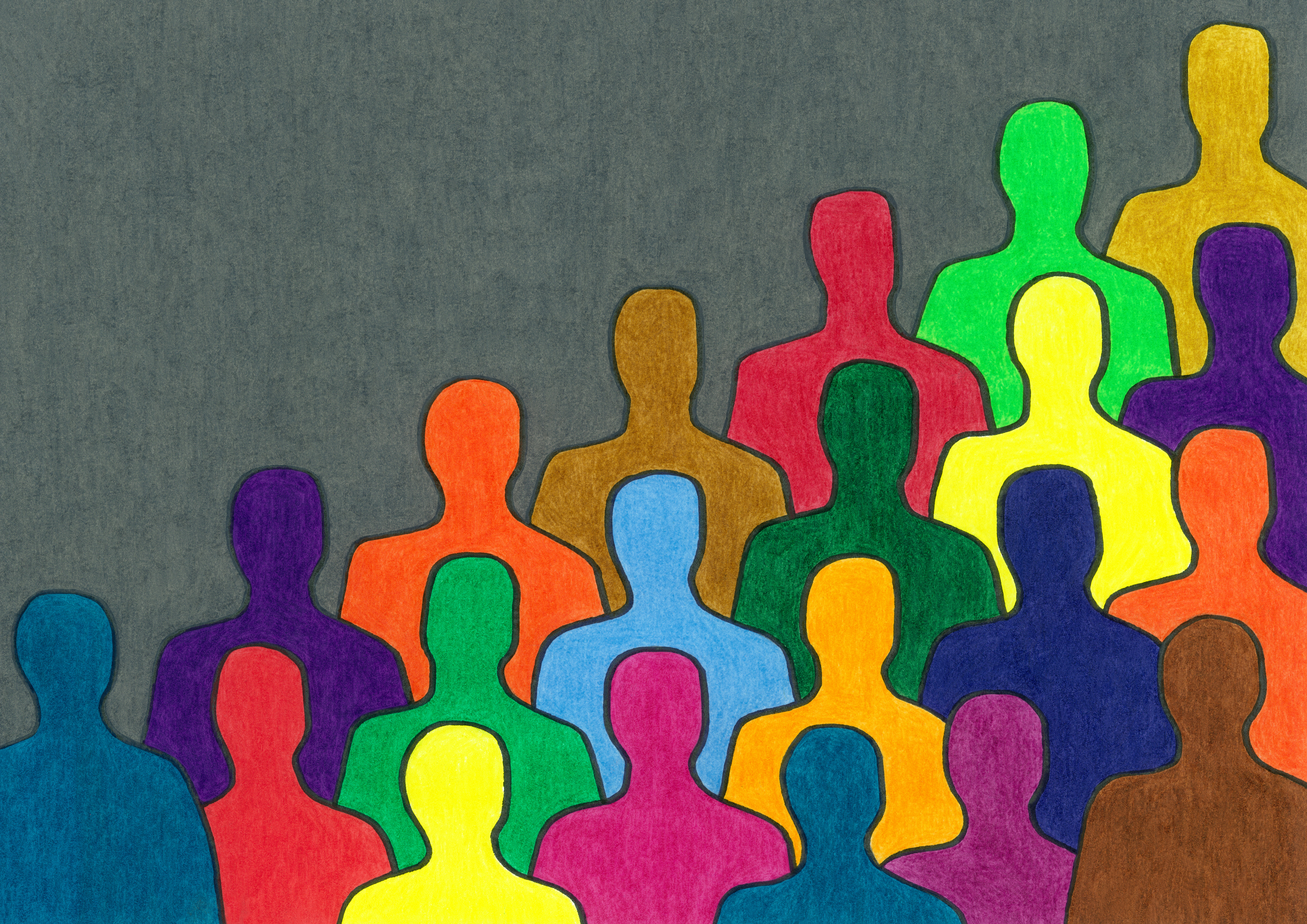 Illustration of faceless people