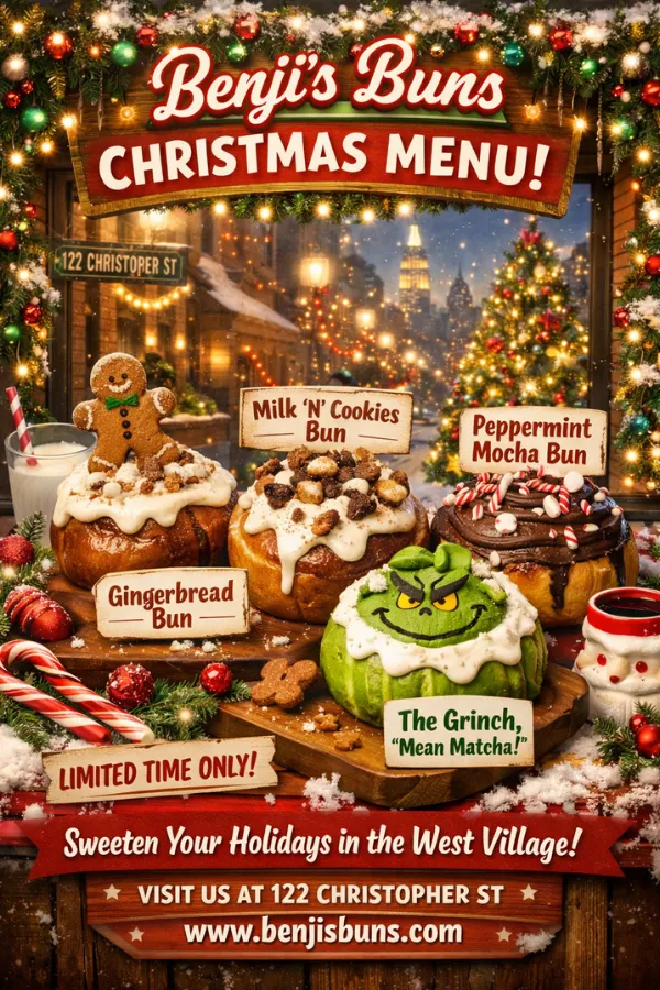 The Sweetest Christmas Tradition in NYC: Benji's Buns Holiday Menu Is Here