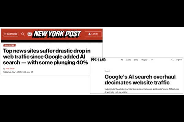 News Article Headlines on AI Search