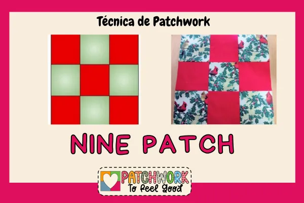 Gráfico y foto de un Patchwork Nine Patch