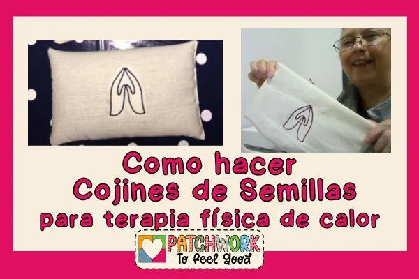 Gráfico con dos fotos de cojines de semillas para terapia fisica de calor