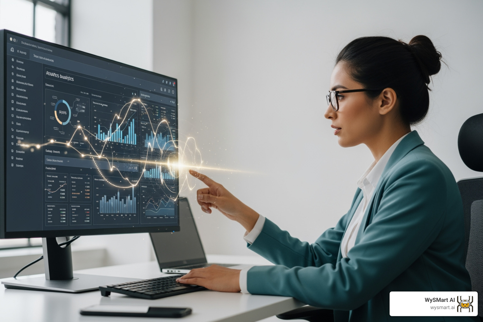 modern accounting professional reviewing analytics dashboard - accounting firms - ai funnels & conversion