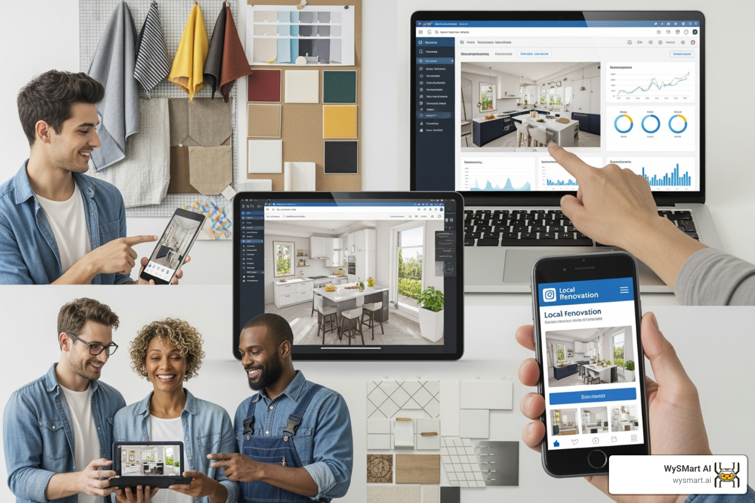 modern home renovation with digital marketing dashboard - Home renovation marketing