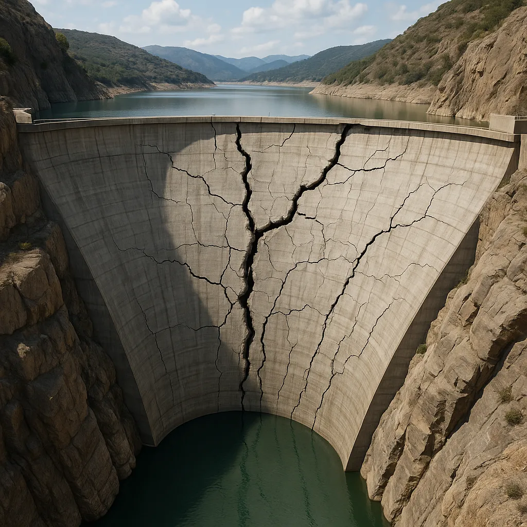 cracks in a dam