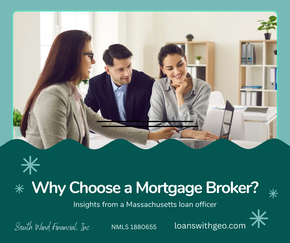 A Massachusetts mortgage broker discussing loan options with a homebuyer