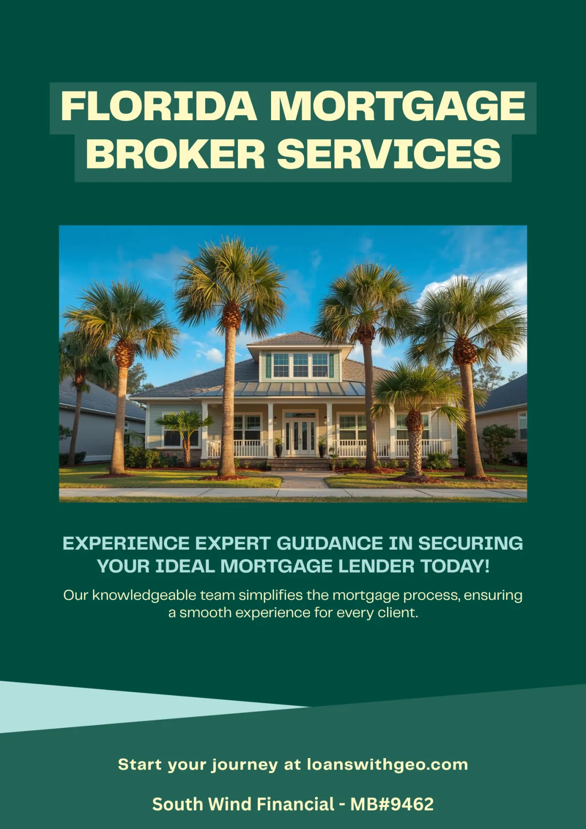 Professional Florida mortgage broker meeting with a homebuyer to review loan options and mortgage rates in a bright office setting, representing expert guidance in finding the best mortgage lender.