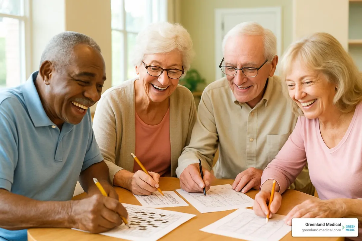 seniors doing brain puzzles together - Cognitive Decline Solutions