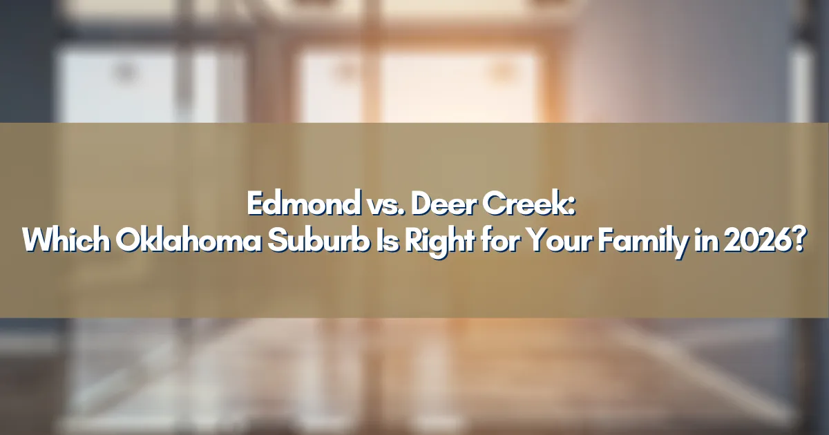 Aerial view comparing Edmond and Deer Creek suburban neighborhoods in Oklahoma