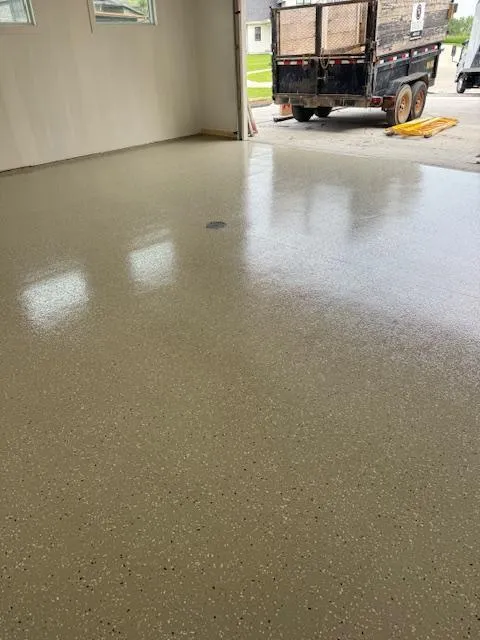 Epoxy flooring in Des Moines protecting a concrete floor with a durable, seamless finish