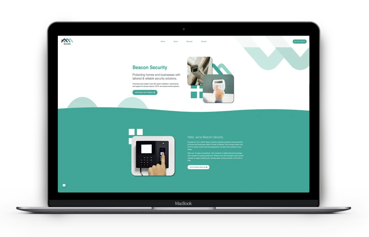 beacon security website on laptop