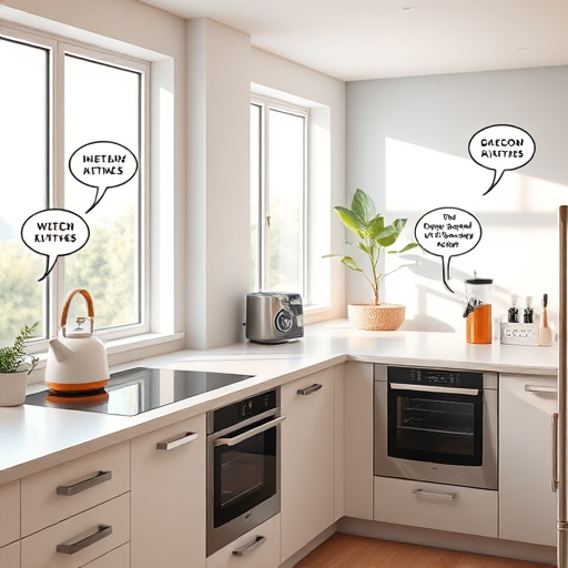 A panoramic view of a modern kitchen inspired by Art Nouveau design, featuring elegant cabinetry with flowing, organic lines and intricate floral motifs. The cabinets are in soft, muted earthy tones such as warm taupe, cream, and sage green, creating a calming and inviting atmosphere. ornate curved handles resembling blooming vines adorn the cabinets, which include glass-front doors displaying neatly arranged dishes and glassware with nature-inspired patterns. An ornate, curvilinear backsplash with metallic gold accents adds a touch of luxury, complemented by vintage-inspired light fixtures with floral glass shades that cast a gentle glow. The scene includes a seamless transition into a stylized garden border with flowing vine and flower patterns, a whimsical birdhouse perched atop the cabinets, and tiny butterflies fluttering through the space, enhancing the lively yet harmonious aesthetic. Overall, the image embodies a harmonious blend of timeless Art Nouveau elegance with contemporary kitchen functionality, evoking a dreamy, artistic ambiance.