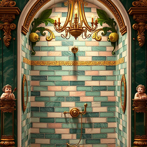 A highly detailed High Renaissance-style tableau of an opulent kitchen countertop scene. The centerpiece features a polished marble slab with swirling gold and deep green veins on a luxurious wooden surface. Nearby, a sleek granite slab with shimmering quartz flecks glows softly under candlelight, emphasizing durability. An ornate brass balance scale holds miniature samples of granite, quartz, marble, and concrete, each textured to showcase their unique surface qualities. In the background, classical columns frame a lush garden with blooming flowers and ancient statues, reflecting Renaissance garden design. Soft warm lighting highlights intricate textures and adds depth with gentle shadows. Playful elements include a tiny ornate bust of a crowned chef meditating on material durability and a quill pen resting beside a parchment with whimsical countertop sketches. Warm earth tones—rich browns, creamy beiges, shimmering golds—imbue the scene with timeless elegance, blending classical artistry with curiosity and educational appeal, ideal for a blog cover on kitchen surface selection.