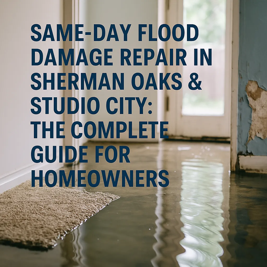 Technician performing same-day flood damage repair in Sherman Oaks home