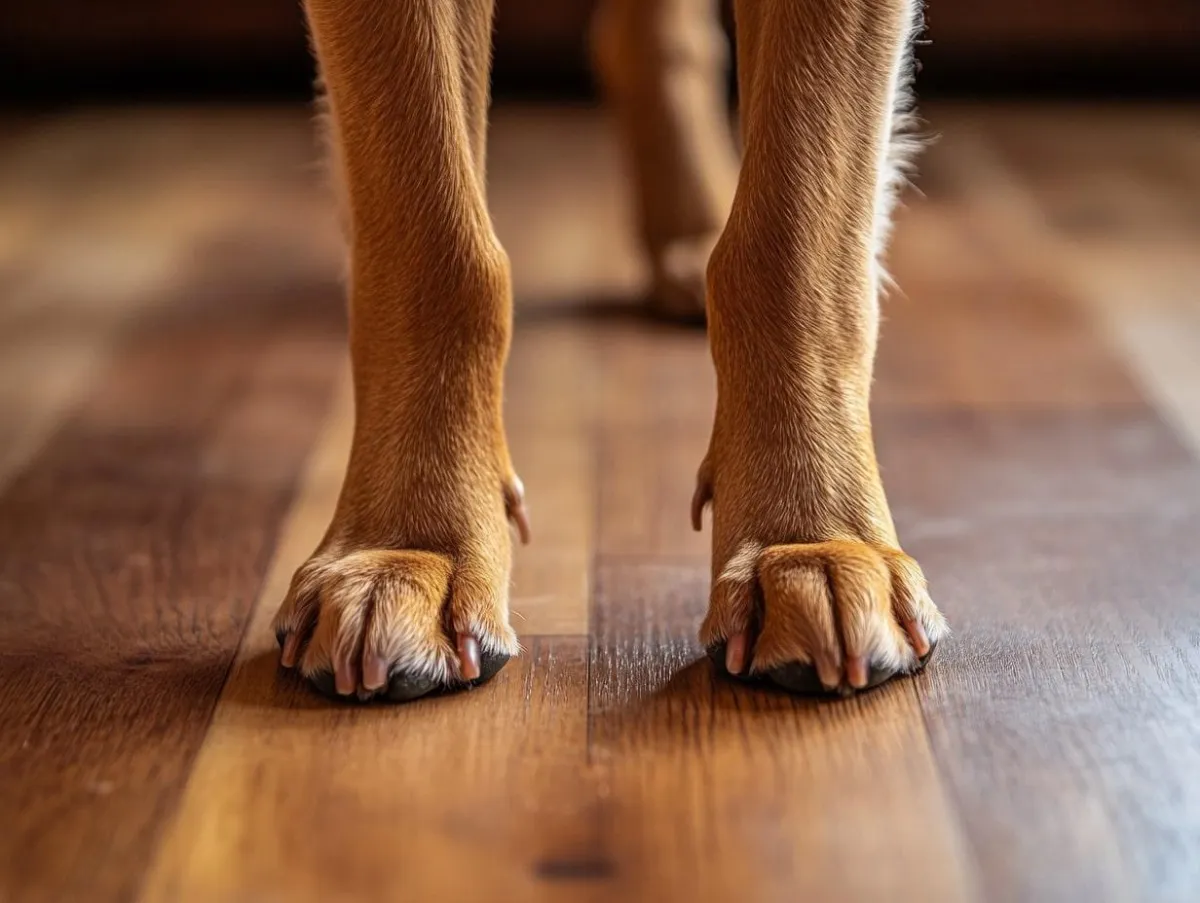 Dog paws on vinyl flooring