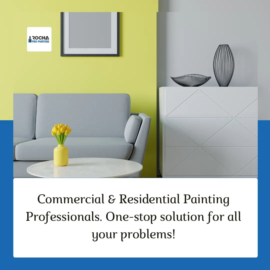 Modern living room with a bold blue accent wall painted by Rocha Pro Painters in Stoughton, MA.